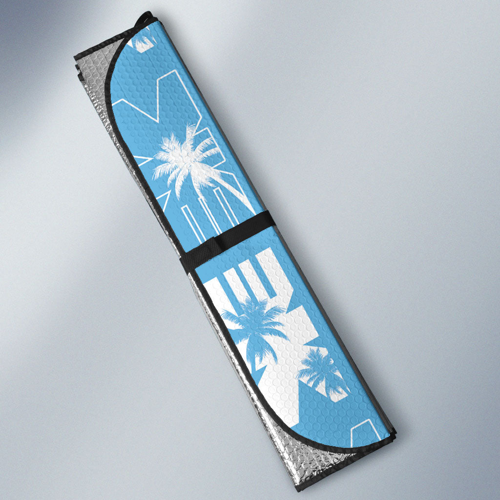 Bula Fiji Auto Sun Shade Blue Makare Masi Tapa Pattern