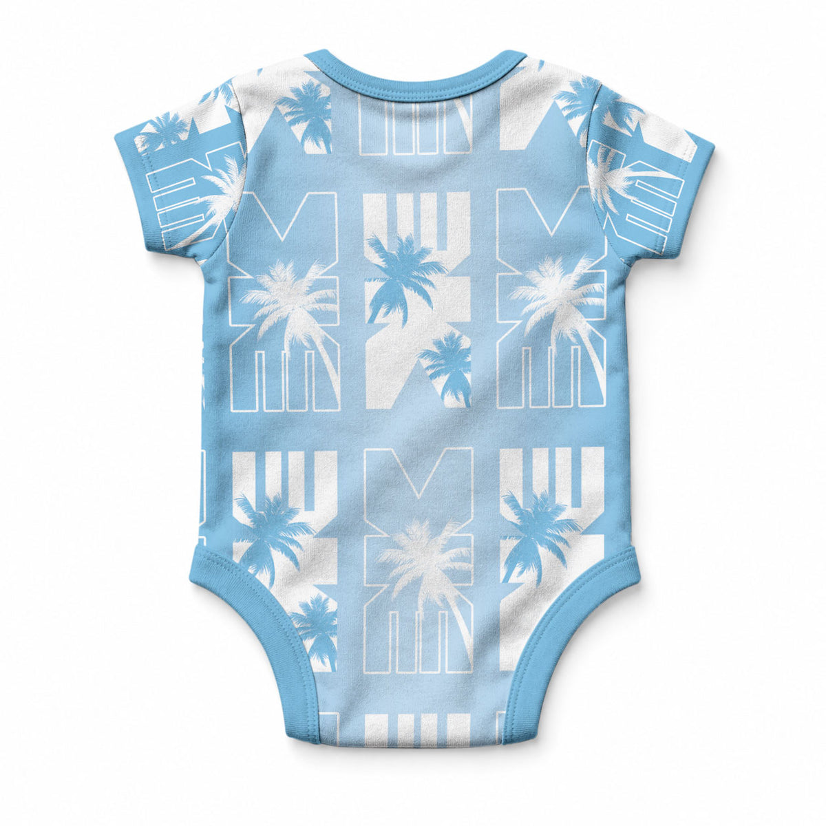 Bula Fiji Baby Onesie Blue Makare Masi Tapa Pattern