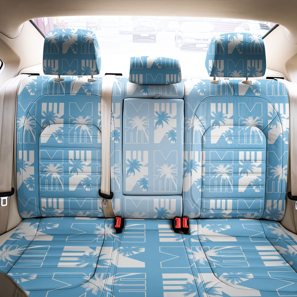 Bula Fiji Back Car Seat Cover Blue Makare Masi Tapa Pattern