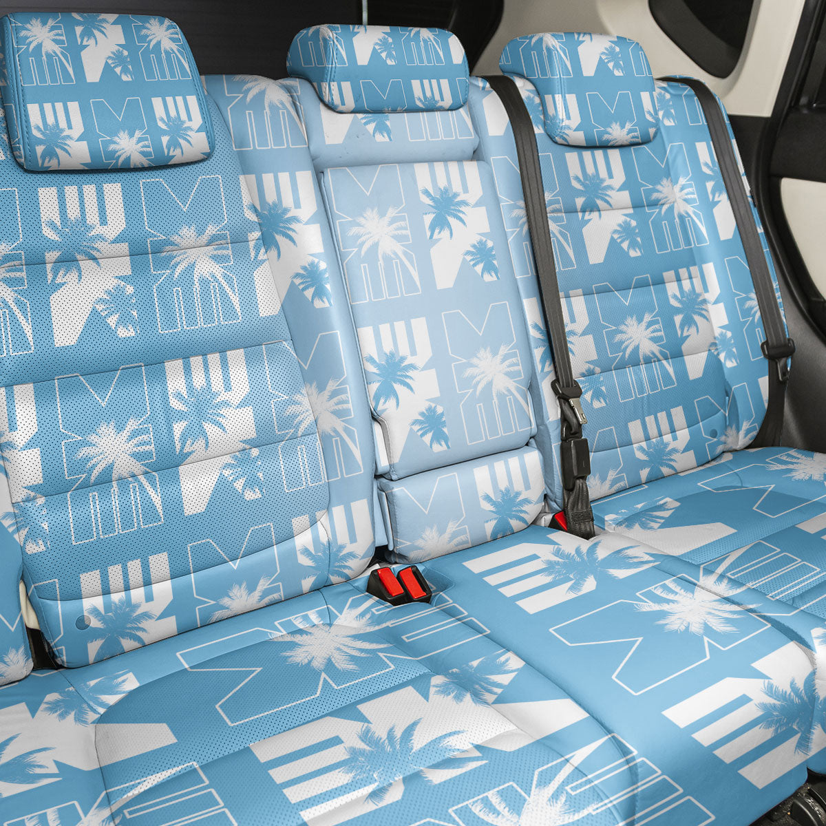Bula Fiji Back Car Seat Cover Blue Makare Masi Tapa Pattern