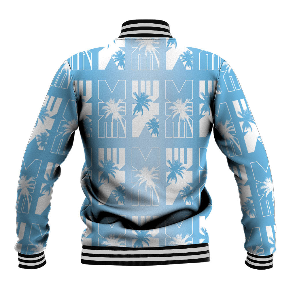 Bula Fiji Baseball Jacket Blue Makare Masi Tapa Pattern