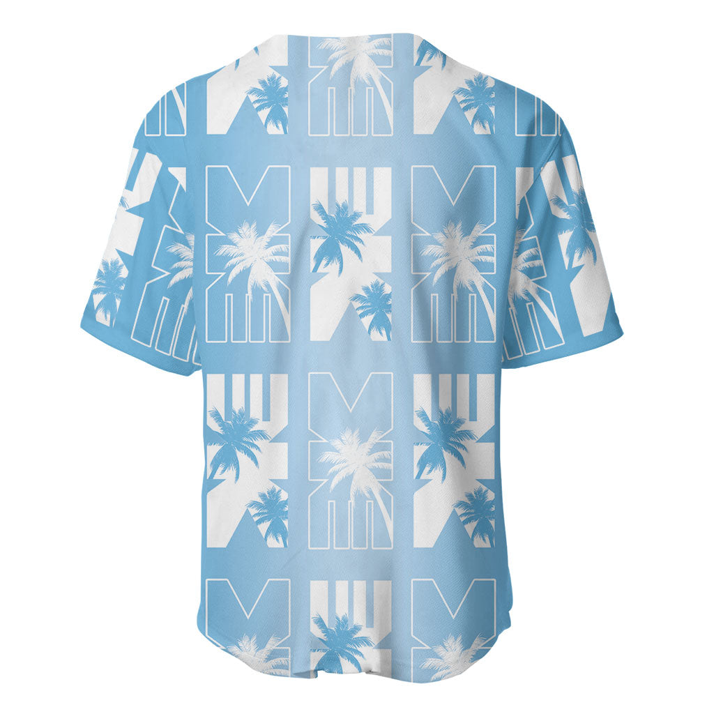 Bula Fiji Baseball Jersey Blue Makare Masi Tapa Pattern