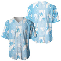 Bula Fiji Baseball Jersey Blue Makare Masi Tapa Pattern