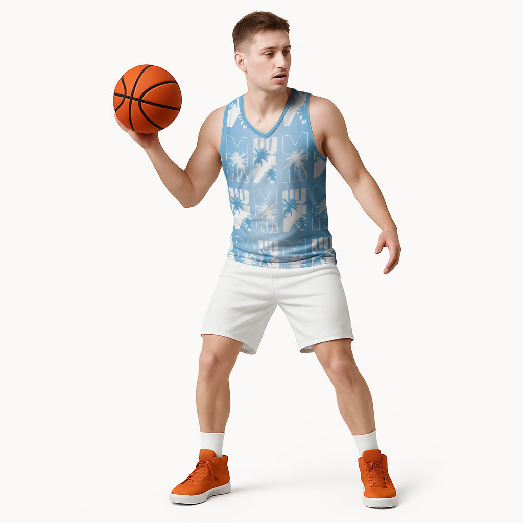 Bula Fiji Basketball Jersey Blue Makare Masi Tapa Pattern