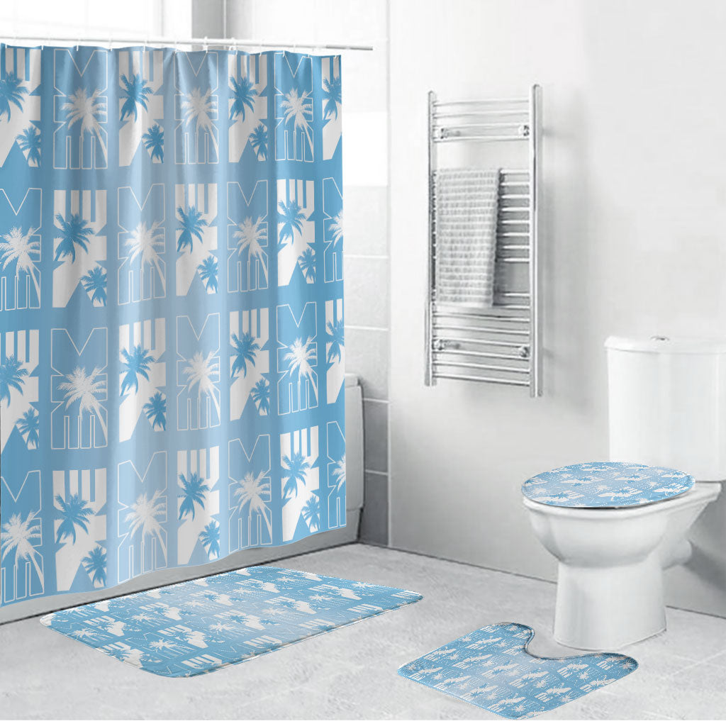 Bula Fiji Bathroom Set Blue Makare Masi Tapa Pattern