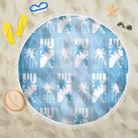 Bula Fiji Beach Blanket Blue Makare Masi Tapa Pattern