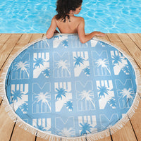 Bula Fiji Beach Blanket Blue Makare Masi Tapa Pattern