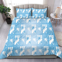Bula Fiji Bedding Set Blue Makare Masi Tapa Pattern