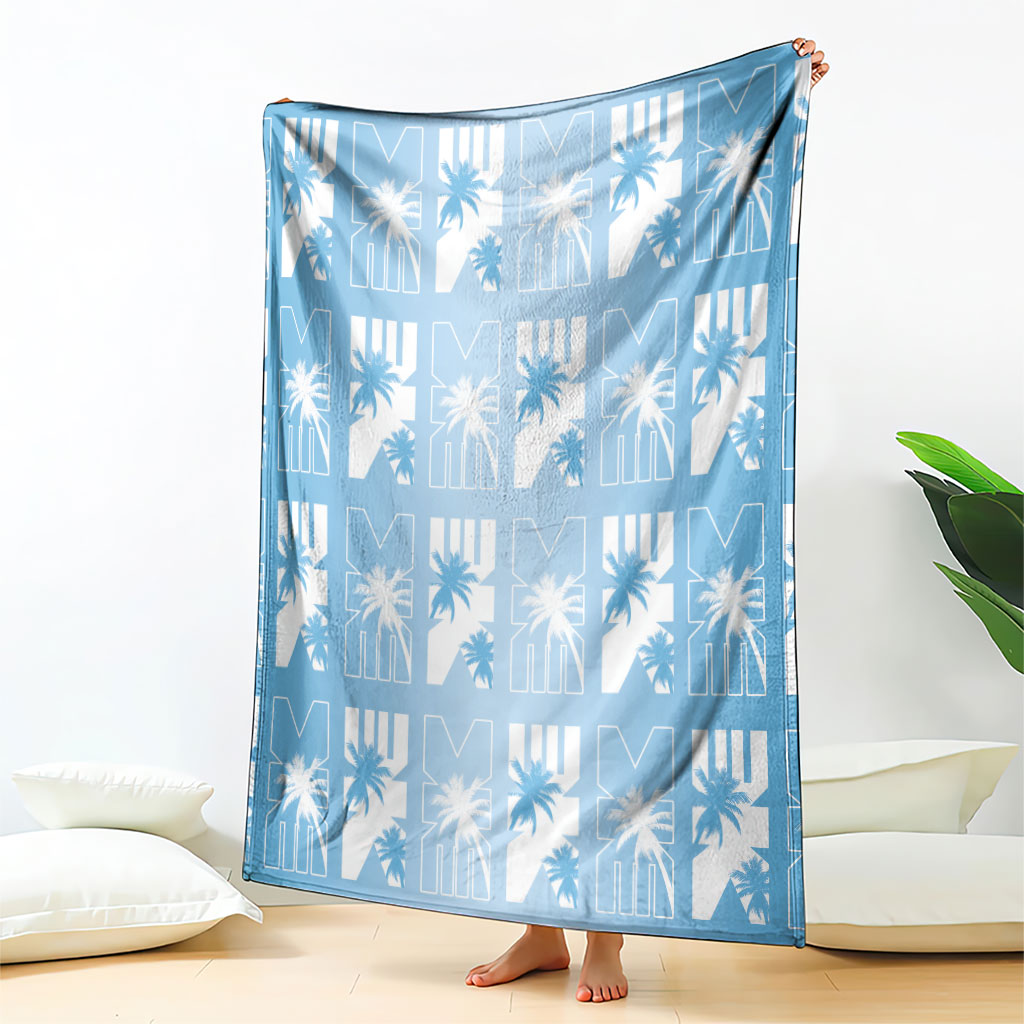 Bula Fiji Blanket Blue Makare Masi Tapa Pattern