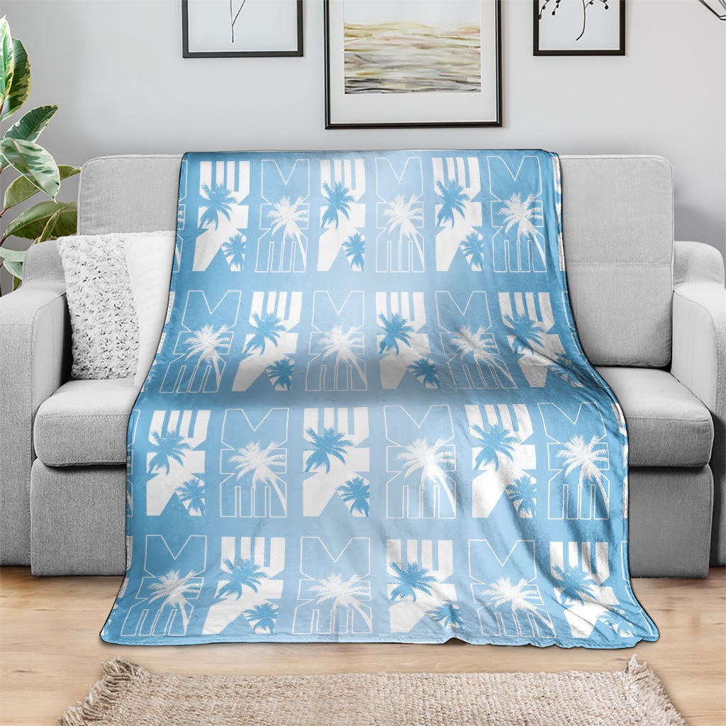 Bula Fiji Blanket Blue Makare Masi Tapa Pattern