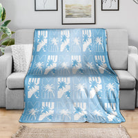 Bula Fiji Blanket Blue Makare Masi Tapa Pattern