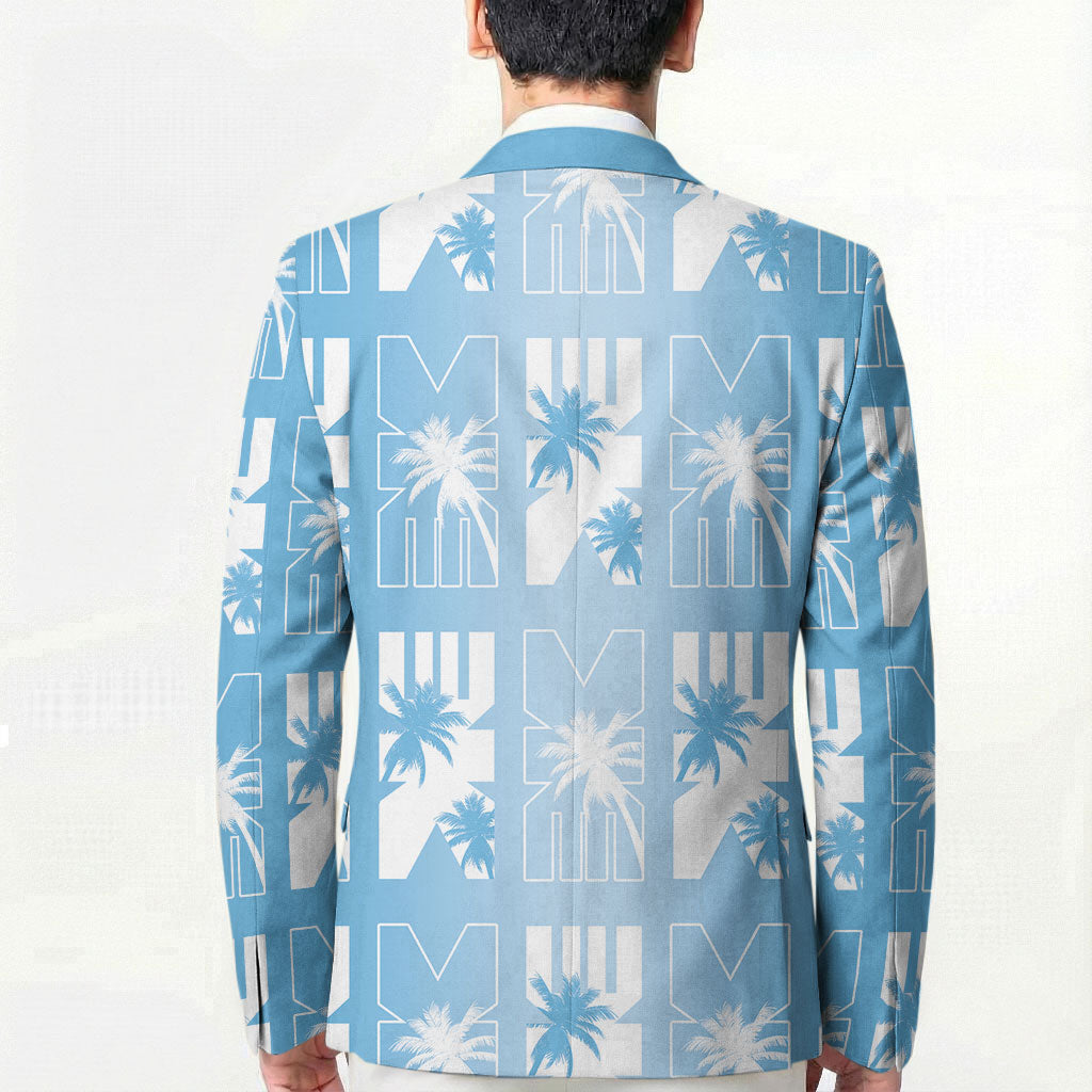 Bula Fiji Blazer Blue Makare Masi Tapa Pattern