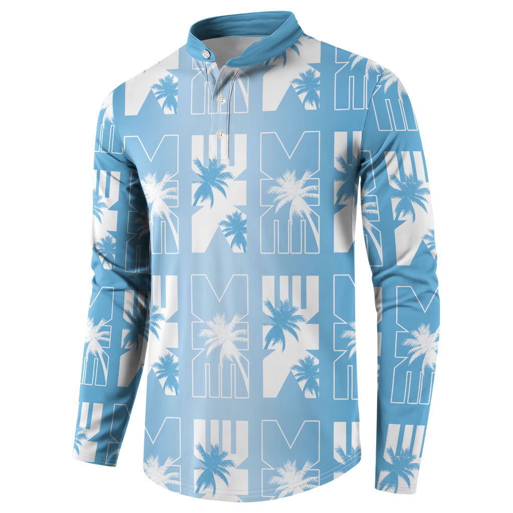 Bula Fiji Button Sweatshirt Blue Makare Masi Tapa Pattern