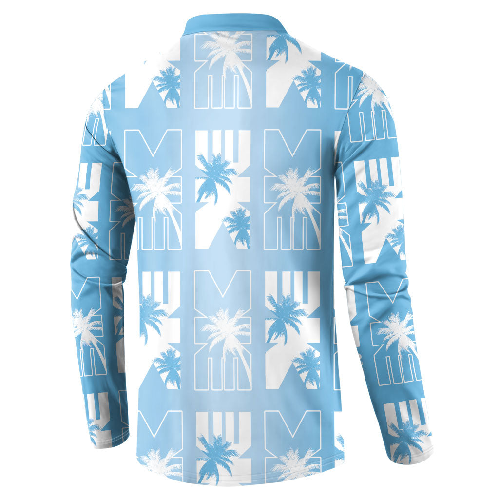 Bula Fiji Button Sweatshirt Blue Makare Masi Tapa Pattern