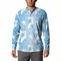 Bula Fiji Button Sweatshirt Blue Makare Masi Tapa Pattern