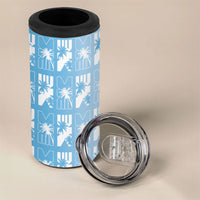 Bula Fiji 4 in 1 Can Cooler Tumbler Blue Makare Masi Tapa Pattern