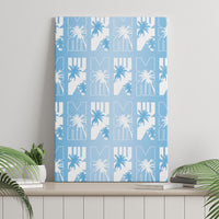 Bula Fiji Canvas Wall Art Blue Makare Masi Tapa Pattern