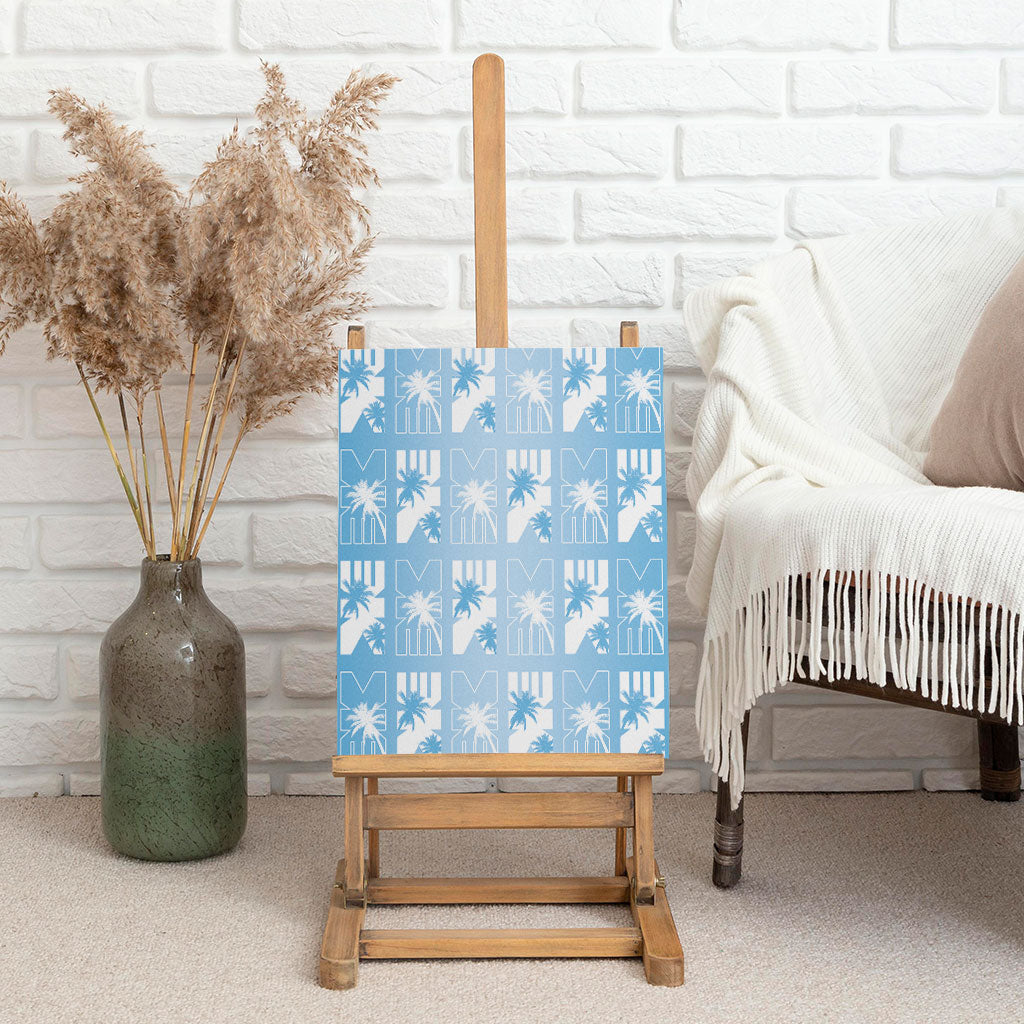 Bula Fiji Canvas Wall Art Blue Makare Masi Tapa Pattern