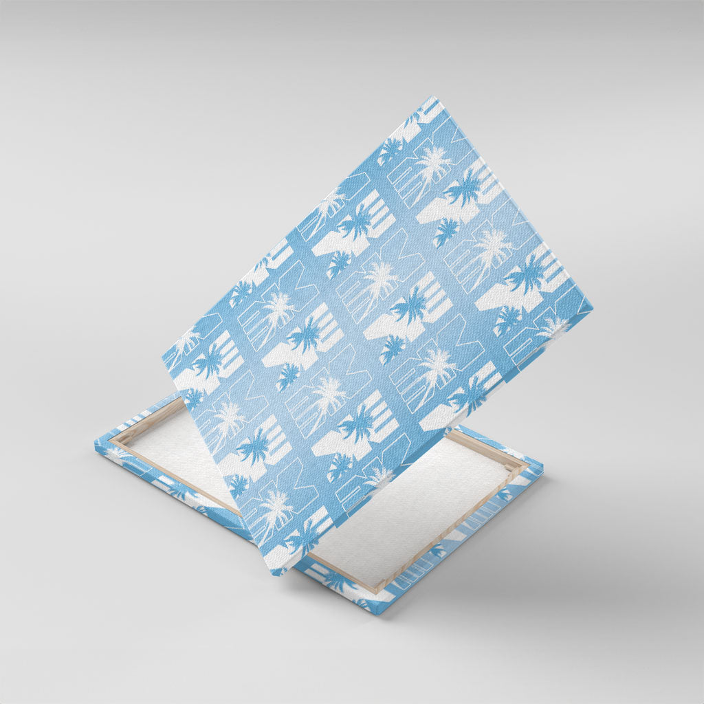 Bula Fiji Canvas Wall Art Blue Makare Masi Tapa Pattern