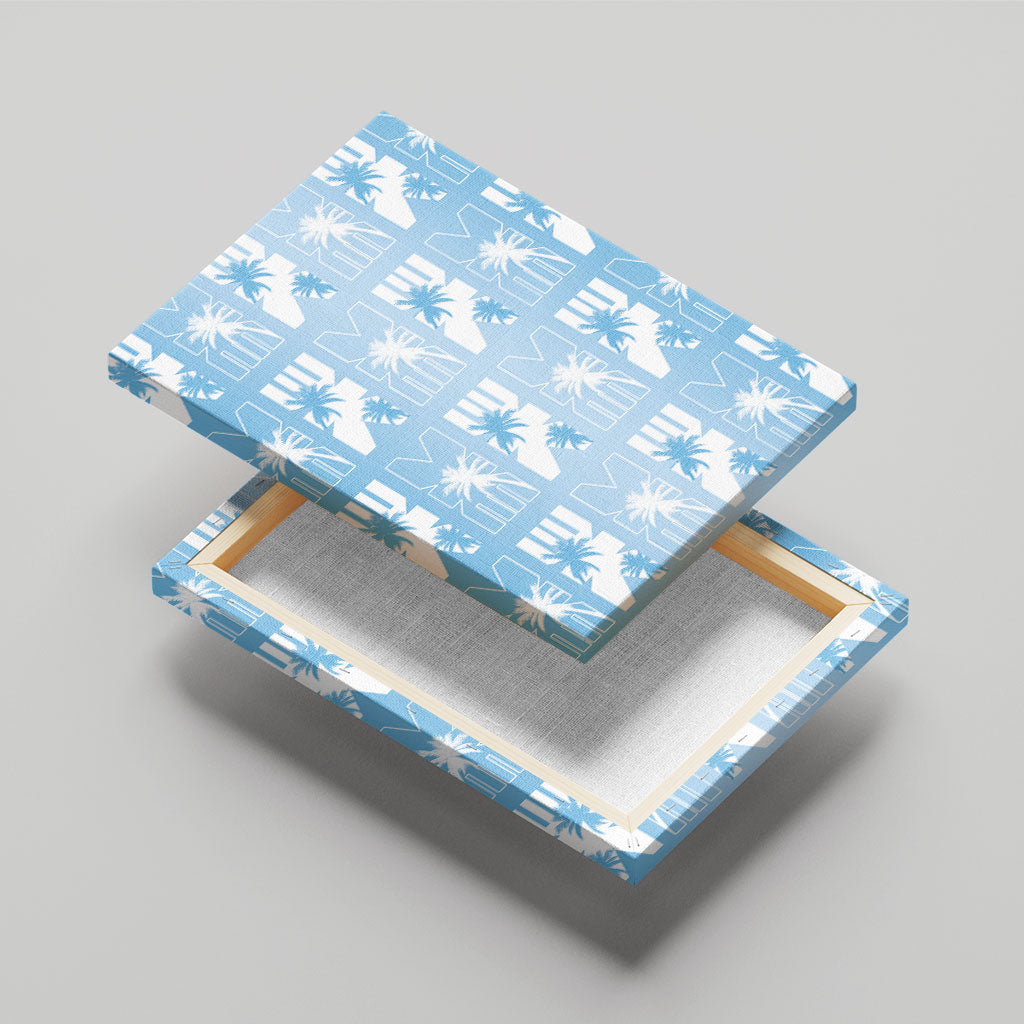 Bula Fiji Canvas Wall Art Blue Makare Masi Tapa Pattern