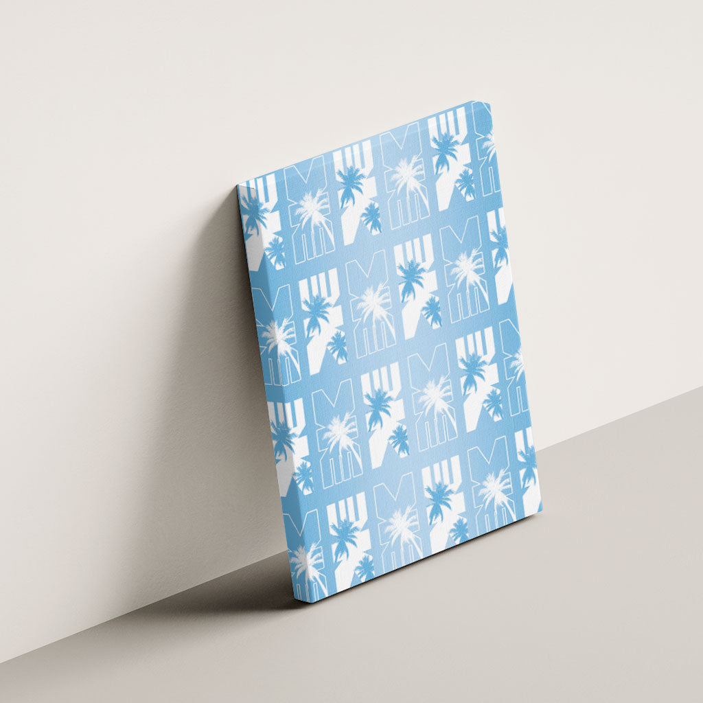 Bula Fiji Canvas Wall Art Blue Makare Masi Tapa Pattern