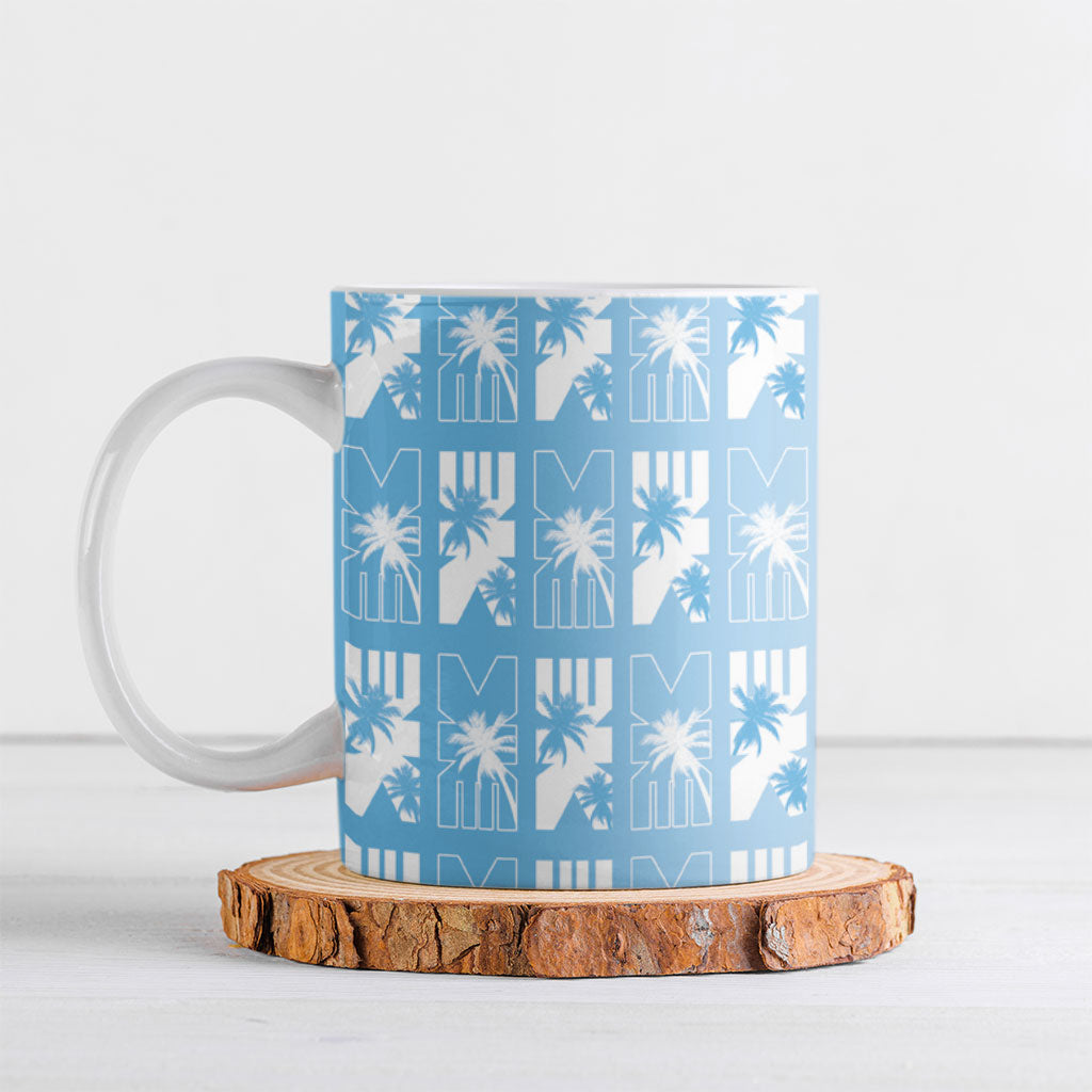 Bula Fiji Ceramic Mug Blue Makare Masi Tapa Pattern