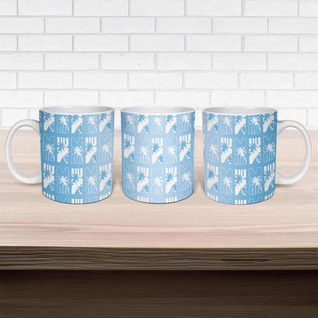 Bula Fiji Ceramic Mug Blue Makare Masi Tapa Pattern