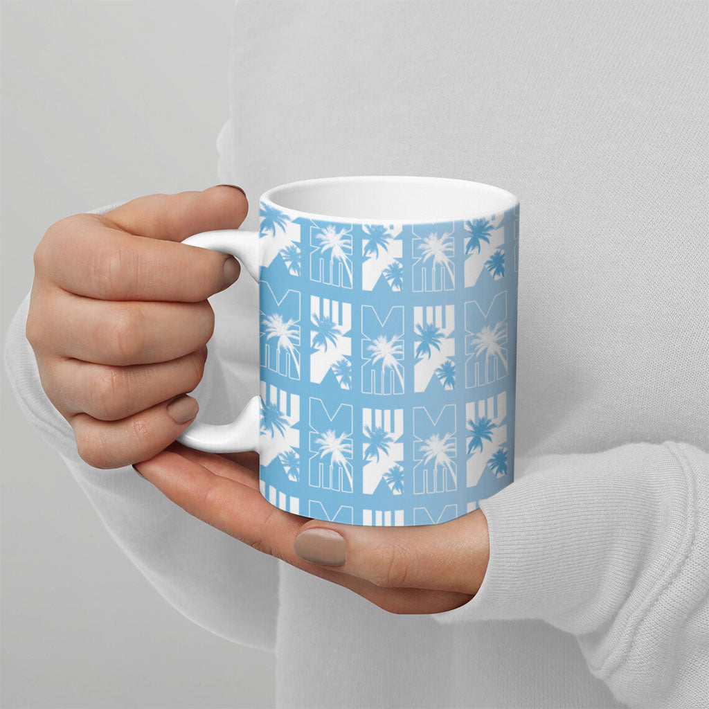 Bula Fiji Ceramic Mug Blue Makare Masi Tapa Pattern