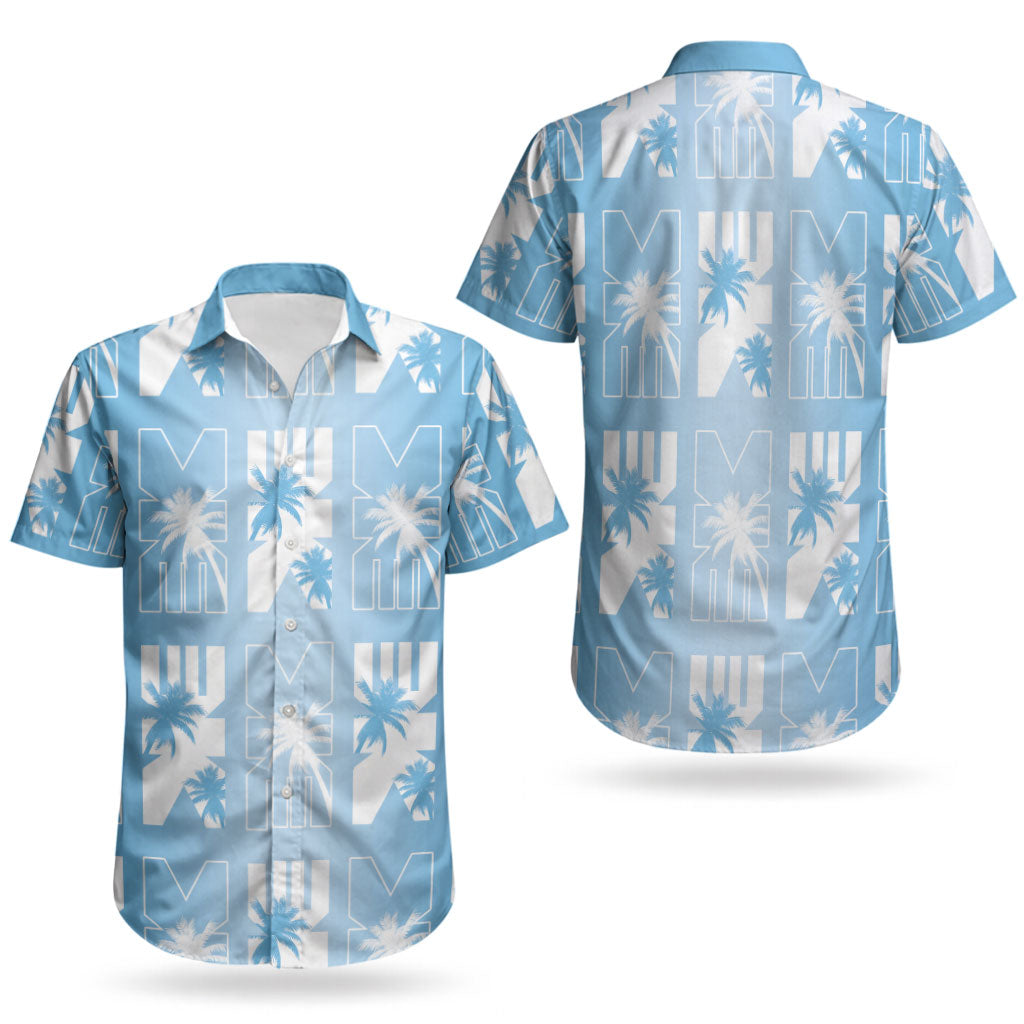 Bula Fiji Couples Matching Mermaid Dress and Hawaiian Shirt Blue Makare Masi Tapa Pattern