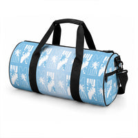 Bula Fiji Duffle Bag Blue Makare Masi Tapa Pattern