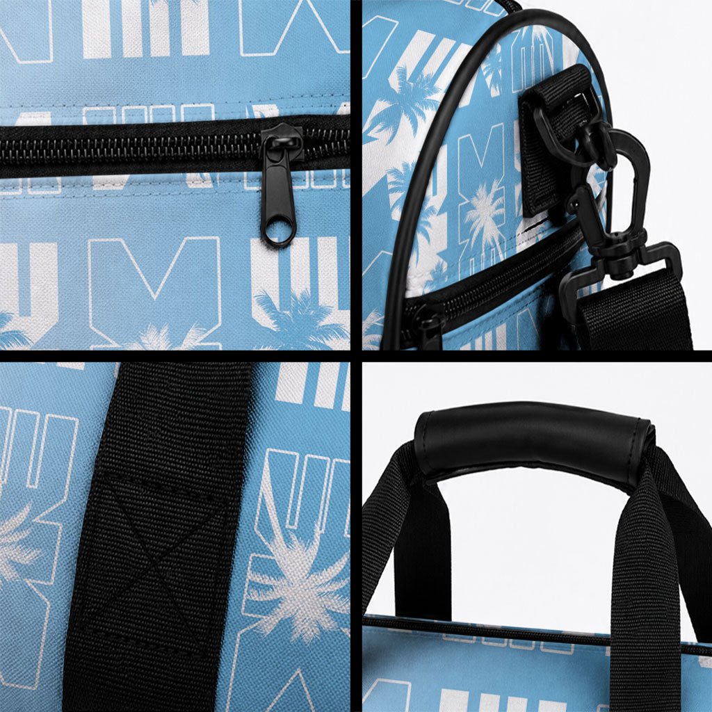Bula Fiji Duffle Bag Blue Makare Masi Tapa Pattern