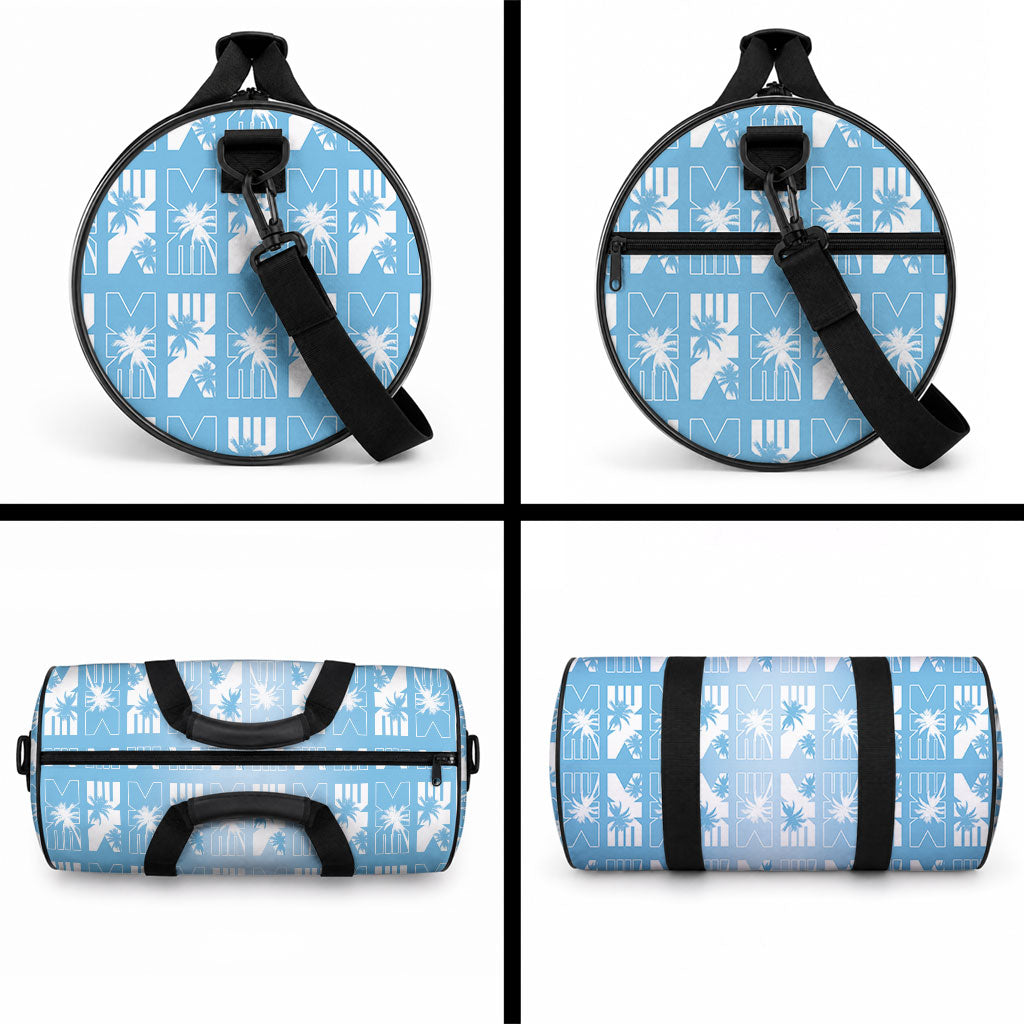 Bula Fiji Duffle Bag Blue Makare Masi Tapa Pattern