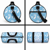 Bula Fiji Duffle Bag Blue Makare Masi Tapa Pattern