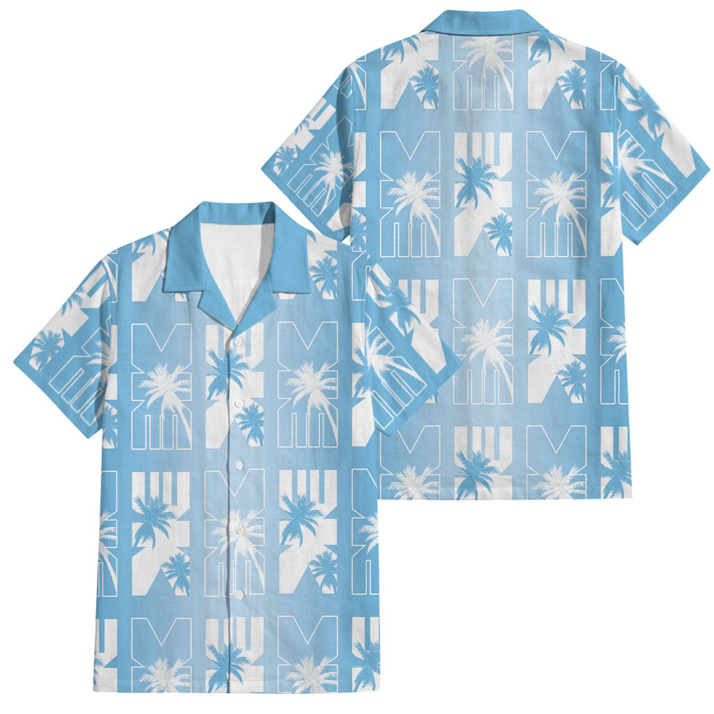 Bula Fiji Family Matching Off Shoulder Short Dress and Hawaiian Shirt Blue Makare Masi Tapa Pattern