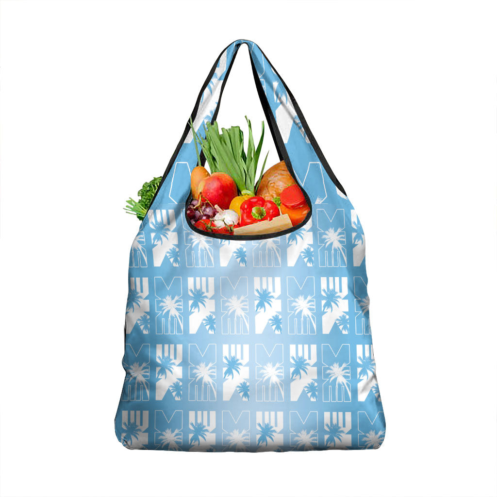 Bula Fiji Grocery Bag Blue Makare Masi Tapa Pattern