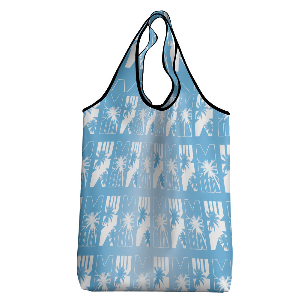 Bula Fiji Grocery Bag Blue Makare Masi Tapa Pattern