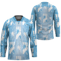Bula Fiji Hockey Jersey Blue Makare Masi Tapa Pattern
