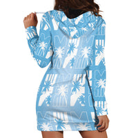 Bula Fiji Hoodie Dress Blue Makare Masi Tapa Pattern