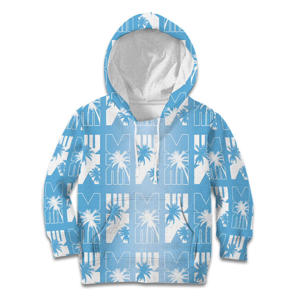 Bula Fiji Kid Hoodie Blue Makare Masi Tapa Pattern