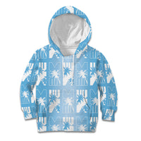 Bula Fiji Kid Hoodie Blue Makare Masi Tapa Pattern