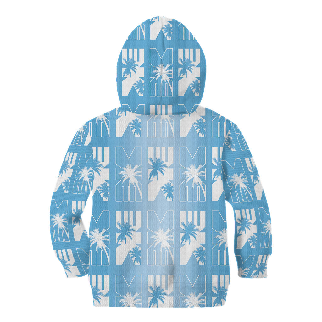 Bula Fiji Kid Hoodie Blue Makare Masi Tapa Pattern