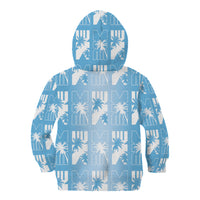Bula Fiji Kid Hoodie Blue Makare Masi Tapa Pattern