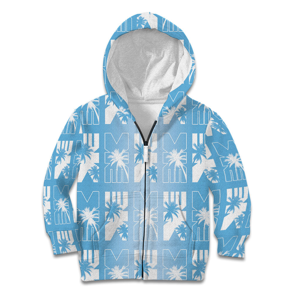 Bula Fiji Kid Hoodie Blue Makare Masi Tapa Pattern