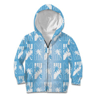 Bula Fiji Kid Hoodie Blue Makare Masi Tapa Pattern
