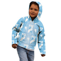 Bula Fiji Kid Hoodie Blue Makare Masi Tapa Pattern