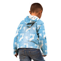 Bula Fiji Kid Hoodie Blue Makare Masi Tapa Pattern