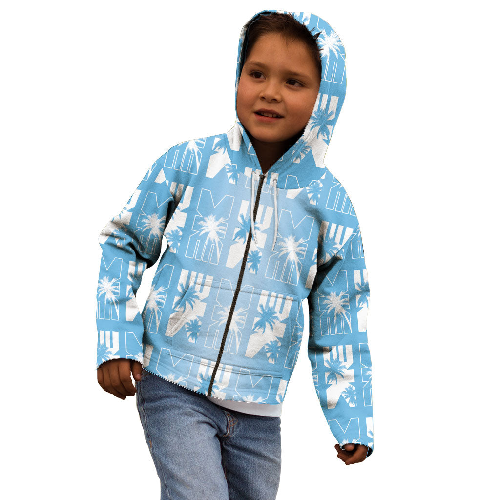 Bula Fiji Kid Hoodie Blue Makare Masi Tapa Pattern