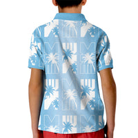 Bula Fiji Kid Polo Shirt Blue Makare Masi Tapa Pattern