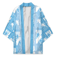 Bula Fiji Kimono Blue Makare Masi Tapa Pattern