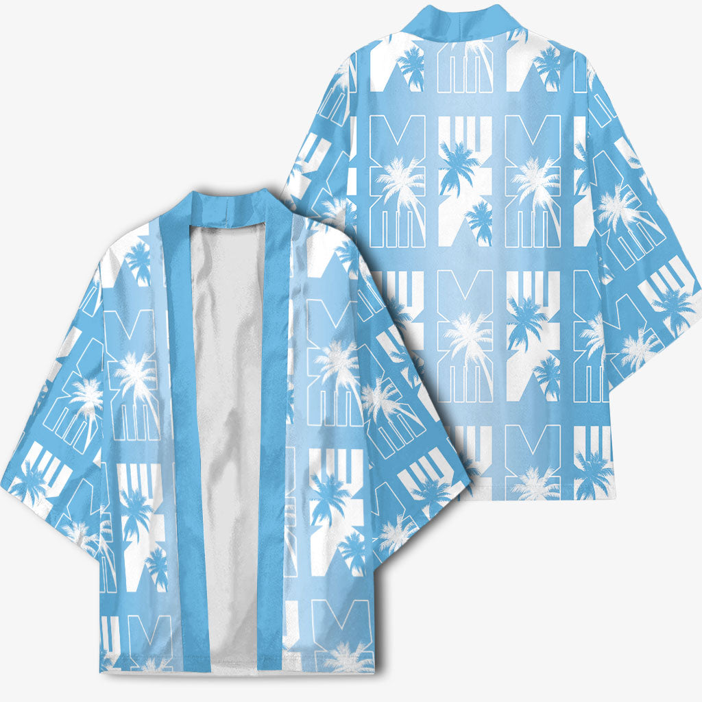 Bula Fiji Kimono Blue Makare Masi Tapa Pattern
